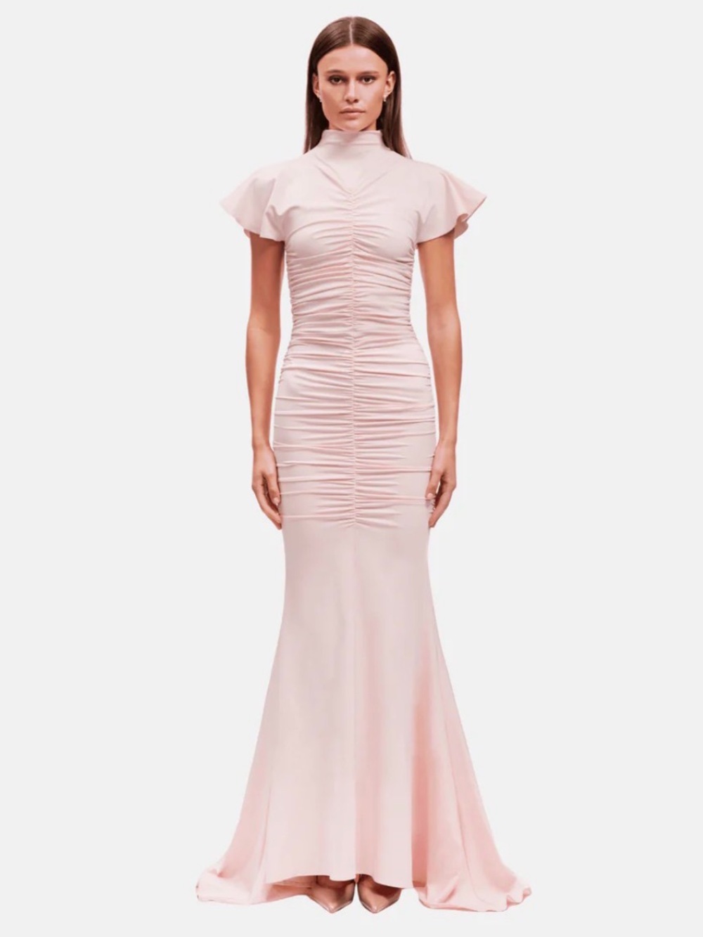 REVOLVE Blush Pink Ruched Maxi Dress